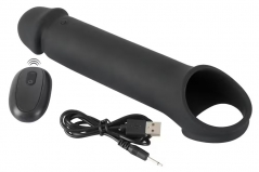 Вибрирующая насадка для пениса с хомутом для яичек и пультом ду Reble
