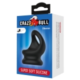 Эрекционное кольцо с захватом мошонки черное CRAZY BULL