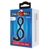 Эрекционное кольцо двойное с анальным стимулятором черное CRAZY BULL