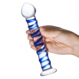 Фаллоимитатор из стекла BLUE SPIRAL (18.5, Ø 4 см)