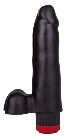 Вибратор Lovetoy с мошонкой из ПВХ черный (20.5, Ø 4 см)