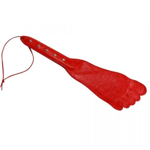 Хлопалка в форме ступни с жесткой рукоятью красная 35 см
