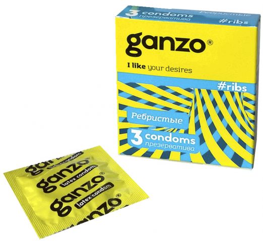 Презервативы Ganzo Ribs, ребристые (3 шт)