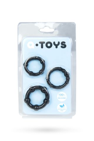 НАБОР КОЛЕЦ TOYFA A-TOYS, TPE, ЧЕРНЫЕ, Ø 3,5/3/2 СМ