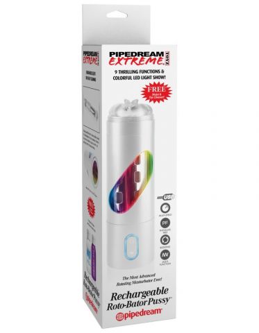 PipeDream Мастурбатор-ротатор вагина с подсветкой Pipedream Extreme Toyz Rechargeable Roto-Bator Pussy