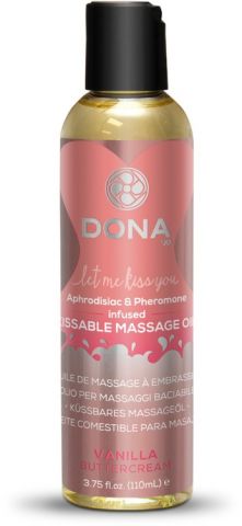 Вкусовое массажное масло с феромонами DONA Kissable Massage Oil, Ванильный крем 110 мл