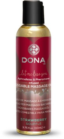 Вкусовое массажное масло с феромонами DONA Kissable Massage Oil, Клубничное суфле 110 мл