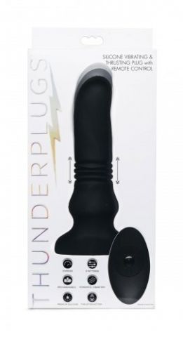 Вибратор с поступательными движениями Silicone Vibrating & Thrusting Plug with Remote Control (17.1, Ø 4.6 см)