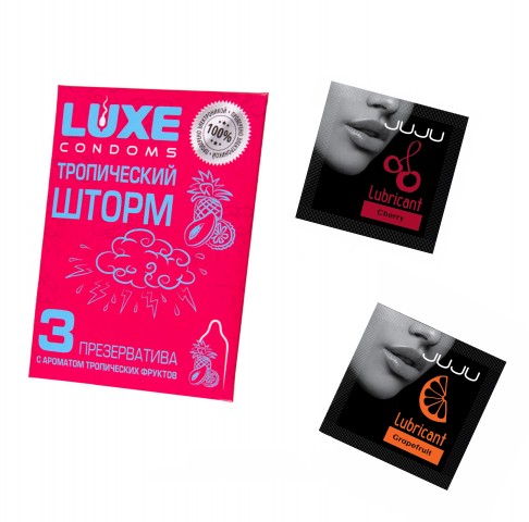 Подарочный набор: презервативы ароматизированные 3 шт + съедобный лубрикант 2 шт