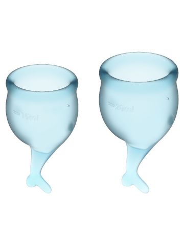 Набор менструальных чаш Feel Secure Menstrual Cup Light Blue с хвостиком 2шт (15 и 20 мл) Satisfyer