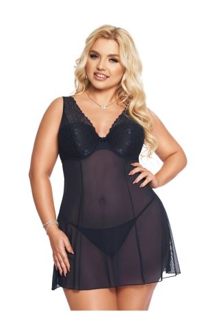 Комбинация и стринги SoftLine Collection Berta, синий (размер ХХXL)