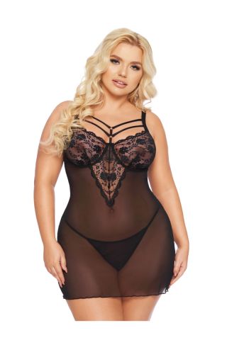 Комбинация и стринги SoftLine Collection Aldona, чёрный (размер XL)