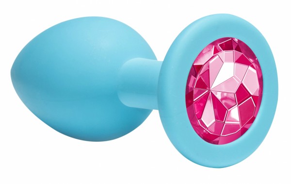 Анальная пробка Emotions Cutie Medium Turquoise pink crystal (8, Ø 3.5 см)