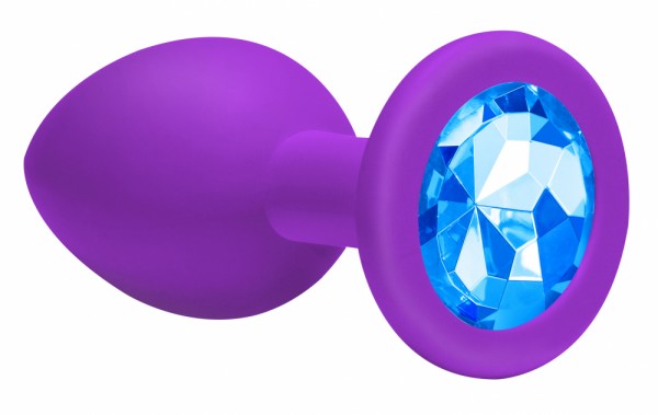 Анальная пробка Emotions Cutie Medium Purple light blue crystal (8, Ø 3.5 см)