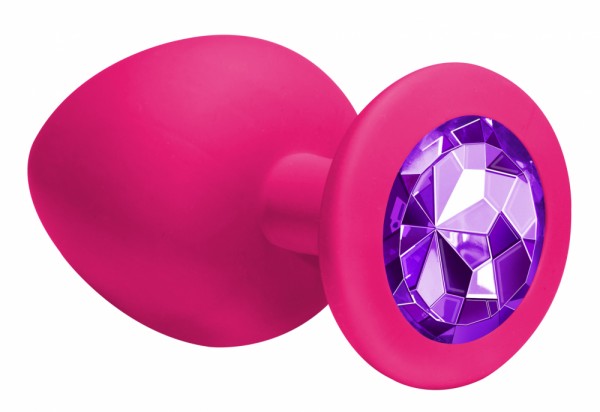 Анальная пробка Emotions Cutie Large Pink dark purple crystal (9.5, Ø 4.2 см)