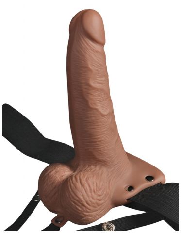 Фаллопротез с вибрацией Fetish Fantasy 6 Hollow Strap-On Tan (17.5, Ø 5 см)