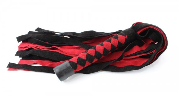 Нежная плеть из замши черно-красная (60 см)