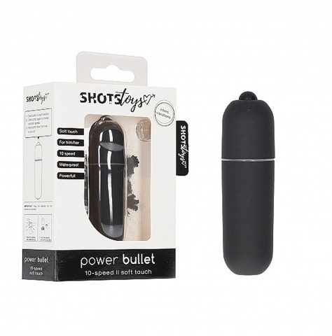 Вибропуля Power Bullet 10 режимов вибрации, черная (6.2, Ø 1.8 см)