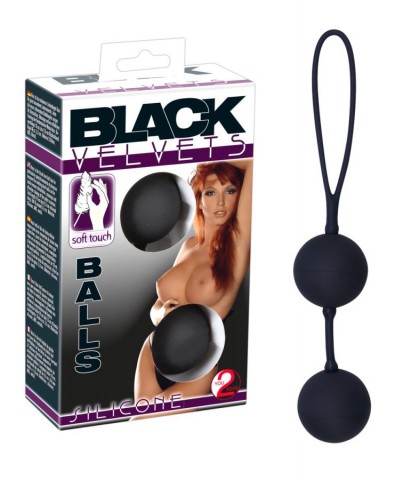 Вагинальные шарики на сцепке Black Velvets The Perfect Balls (19.5, Ø 3.5 см)
