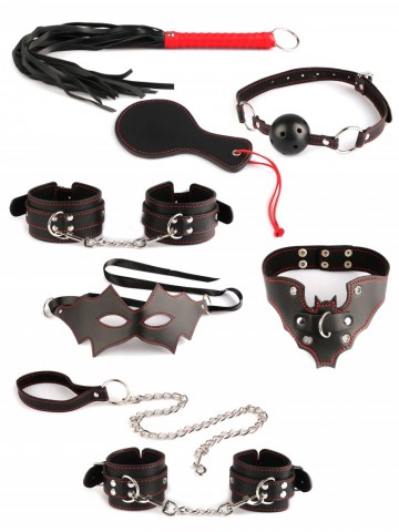 Эротический набор БДСМ Джага-Джага из 7 предметов в черно-красном цвете