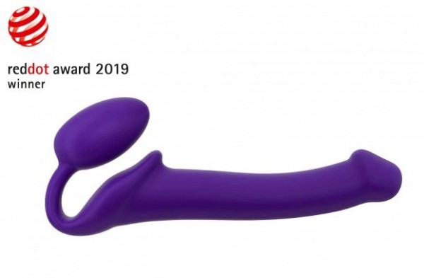 Безремневой нереалистичный страпон Strap-on-me фиолетовый, без вибрации (M - 24.5, Ø 3.3 см)