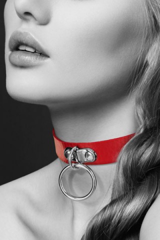 Чокер с кольцом COLLIER FETISH ROUGE, красный