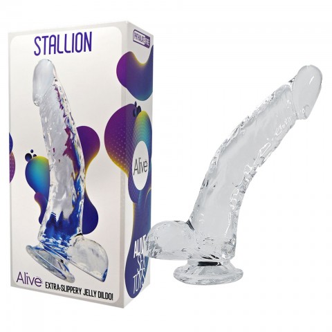 Фаллоимитатор на присоске Stallion Jelly Dildo прозрачный (22, Ø 3.5 см)