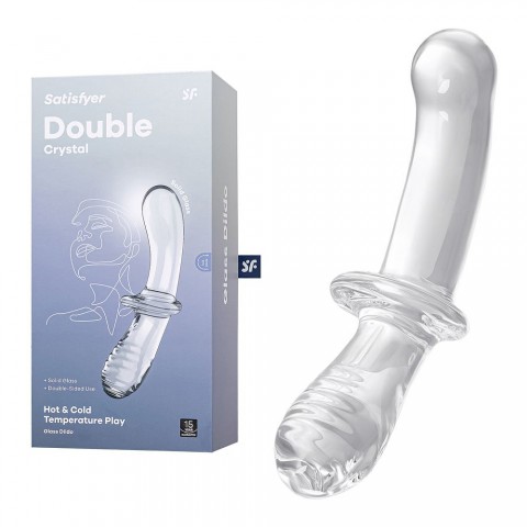 Двусторонний фаллоимитатор Satisfyer Double Crystal, прозрачный (19.5, Ø 4 см)