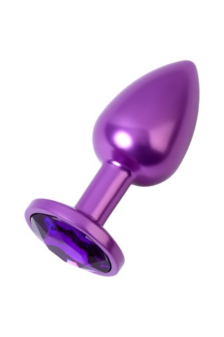 Фиолетовая анальная втулка Metal by TOYFA, с фиолетовым кристаллом (7.2, Ø 2.8 см)
