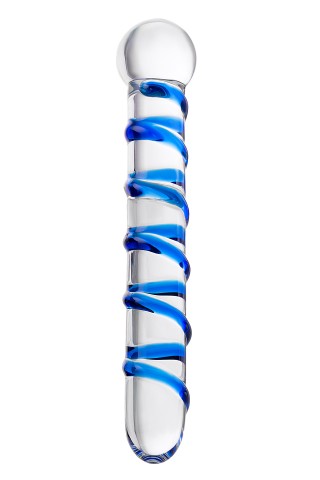 Двусторонний фаллоимитатор Sexus Glass, прозрачный с синим (19, Ø 3.5 см)