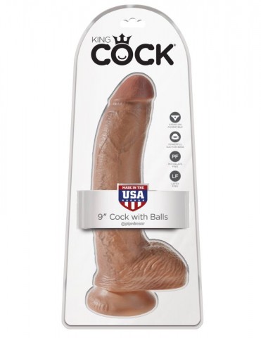 Фаллоимитатор на присоске загорелый King Cock 9 Cock with Balls 26 см