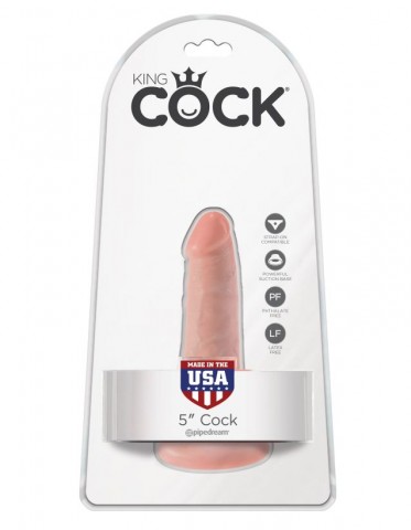 Фаллоимитатор на присоске телесный King Cock 5 Cock Flesh