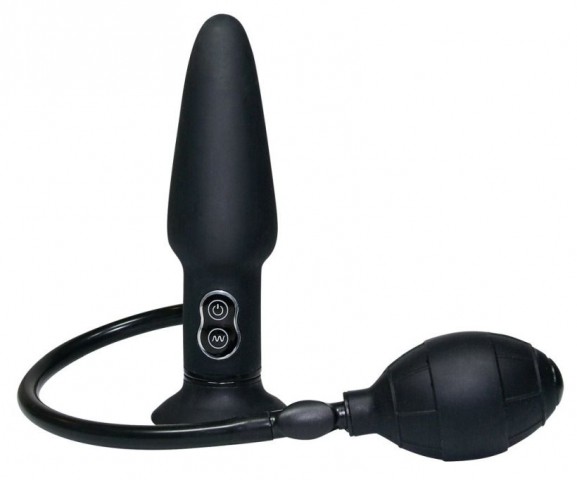 Анальная вибропробка с функцией расширения You2Toys True Black Vibrating Butt Plug (17, Ø 2.6 см)