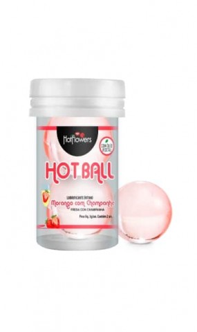 Интимный гель AROMATIC HOT BALL на масляной основе с ароматом и вкусом клубники и шампанского, 2 шарика