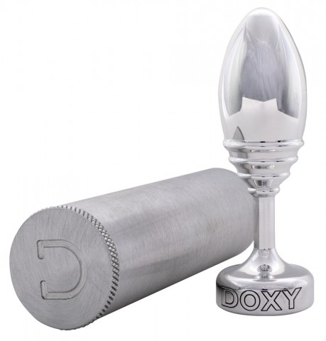 Втулка анальная Doxy Butt Plug Ribbed алюминий(10,5, Ø 3,3 см)