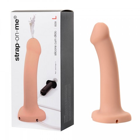 Фаллоимитатор Strap-On-Me Dildo Semi-Realistic с функцией эякуляции, ванильный (L - 19.6, Ø 3.6 см)