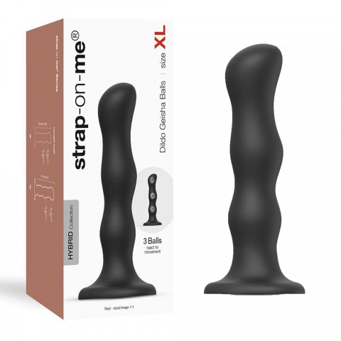 Фаллоимитатор Strap-On-Me Dildo Geisha Ball черный (XL - 17.7, Ø 4.2 см)