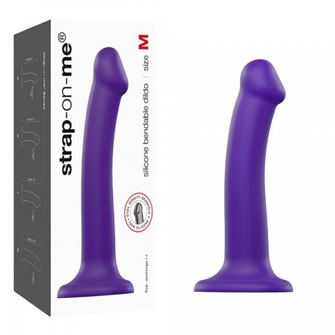 Фаллоимитатор Strap-On-Me Dildo Dual Density Semi-Realistic гнущийся, фиолетовый (M - 18, Ø 3.3 см)