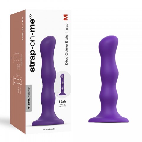 Фаллоимитатор Strap-On-Me Dildo Geisha Ball фиолетовый (M - 16.5, Ø 3.6 см)