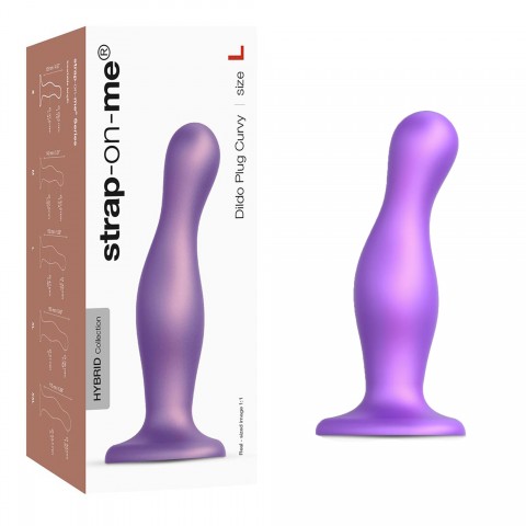 Фаллоимитатор Strap-On-Me Dildo Plug изогнутый, фиолетовый металлик (L - 16.5, Ø 4.7 см)