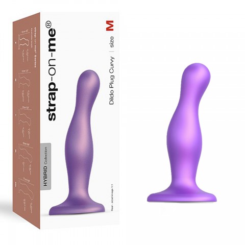 Фаллоимитатор Strap-On-Me Dildo Plug изогнутый, фиолетовый металлик (M - 15.5, Ø 4.3 см)