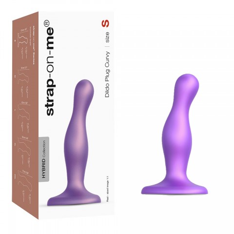 Фаллоимитатор Strap-On-Me Dildo Plug изогнутый, фиолетовый металлик (S - 14.5, Ø 3.7 см)