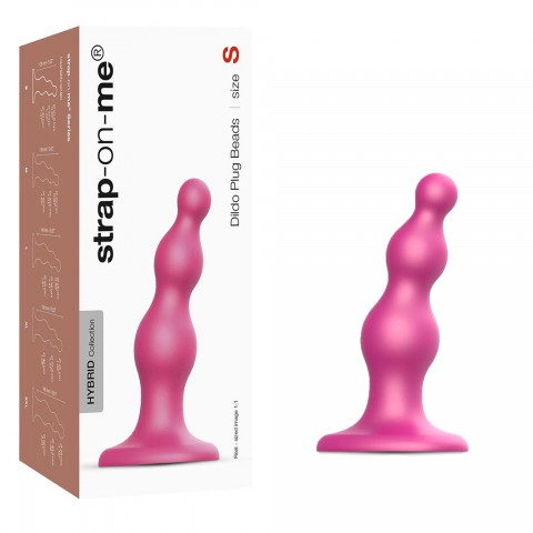 Фаллоимитатор Strap-On-Me Dildo Plug Beads Framboise металлик (S - 14, Ø 4 см)