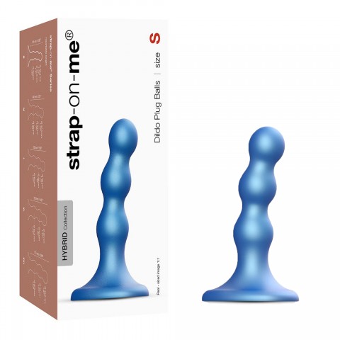 Фаллоимитатор Strap-On-Me Dildo Plug Balls синий металлик (S - 13.8, Ø 3.2 см)