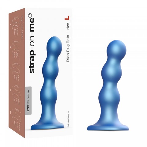 Фаллоимитатор Strap-On-Me Dildo Plug Balls синий металлик (L - 16.5, Ø 4 см)