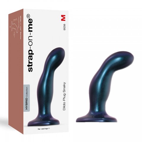 Фаллоимитатор Strap-On-Me Dildo Plug Snaky синий металлик (M - 16.5, Ø 4 см)