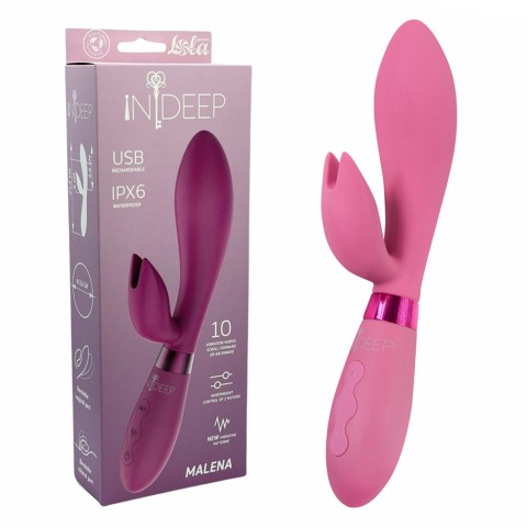 Вибратор Indeep PRO Malena Magenta с 2 моторами (21.5, Ø 3.6 см)