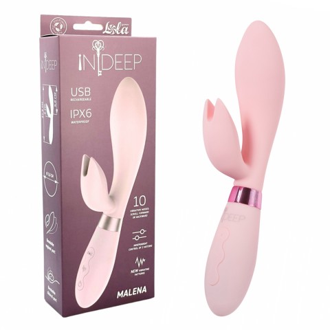 Вибратор Indeep PRO Malena Pink с 2 моторами (21.5, Ø 3.6 см)