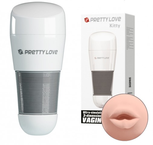Мастурбатор в тубе белый PrettyLove Kitty, ротик