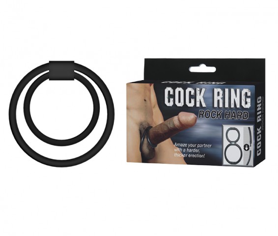 Двойное кольцо на пенис Cock Ring, черное